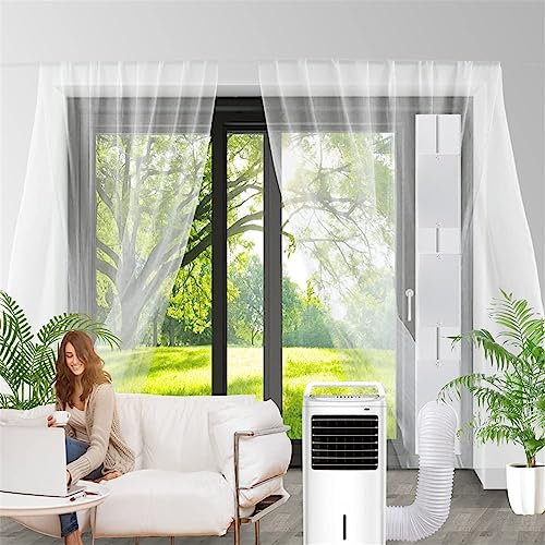 Miniatura 4 de Kit Ventana Aire Acondicionado Portátil, Placas De Sellado De Ventana Corredera De Aire Acondicionado Portátil, Adecuado Para Tubos De 5 5,9 De Diámetro, Con Adaptador De Ventana Ø15cm, 43-229cm