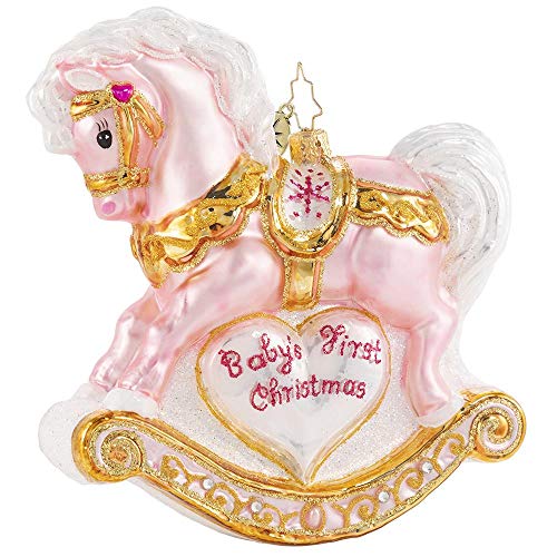 Christopher Radko Hand-Crafted European Glass Christmas Decorative Figural Ornament, Baby's First Christmas Filly