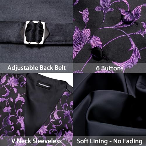 Image of Barry.Wang Mens Suit Vest Paisley /Flower Silk Jacquard Waistcoat Ties Set Formal /Leisure 5PCS