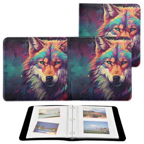 Álbum de fotos auto adhesivo DIY Scrapbook álbum colorido lobo 3 anillos encuadernadores libro de fotos 40 páginas 8x10 para memoria miniatura 2