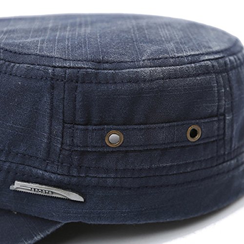 Qzunique Men's Distressed Solid Brim Flat Top Cap Washed Cotton Cadet Style Hat Casual Peaked Cap #TOP3