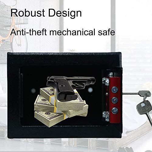 JUGREAT Security Safe with Key Lock, Home Safe Wall or Cabinet Anchoring Design for Home Office Hotel Business Gun Passport Cash Money(0.23 cu.ft)