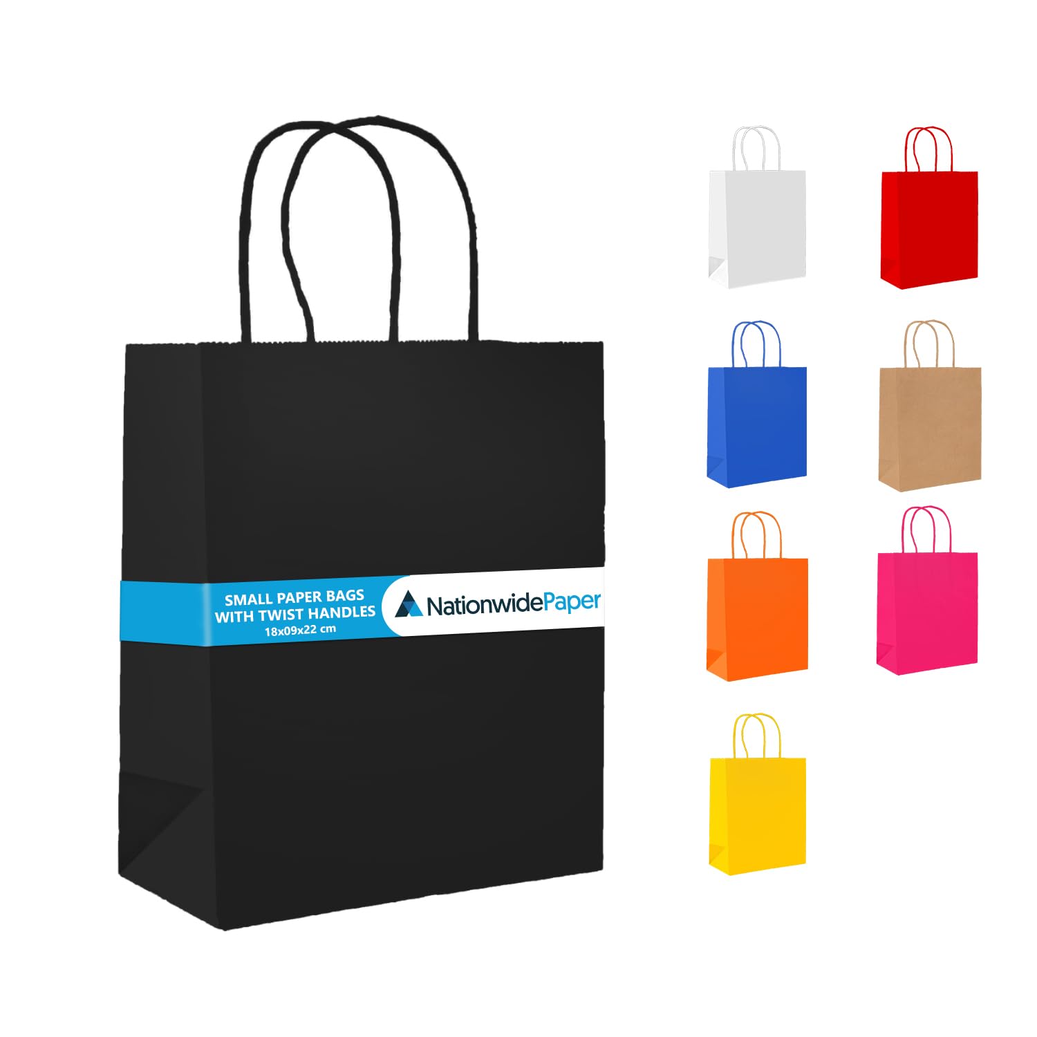 Nationwide Paper Kids Party Bags 25 Birthday Small Gift Bags with Twist Handles for Treat Favours, Black-18x9x22cm โ image 1