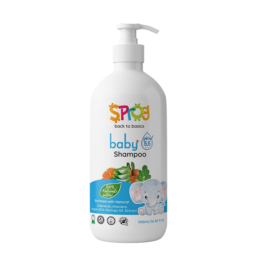 Sprog Baby Shampoo 500ml | Extra Mild, pH Balanced, Soap Free &Tear-Free| Gentle on Sensitive Skin and Eyes| Natural & Vegan | All Type Hair- 500 ml