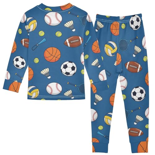 Pajama Sets Long Sleeve Sports Balls and Equipment Soft Comfy Sleepwear 2 Piece PJS 3-8T3