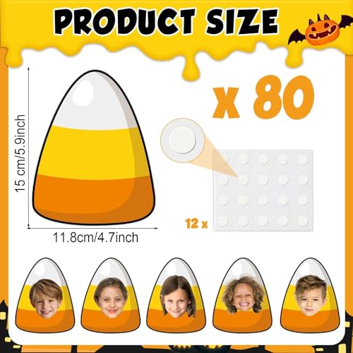 Image of gisgfim 80Pcs Halloween Candy Corn Cutouts Halloween Party Decorations Bulletin Board Candy Corn Paper Cut-Outs Classroom Decor for Boy Girl DIY Craft Photo Wall Kindergarten Preschool Favor Supply