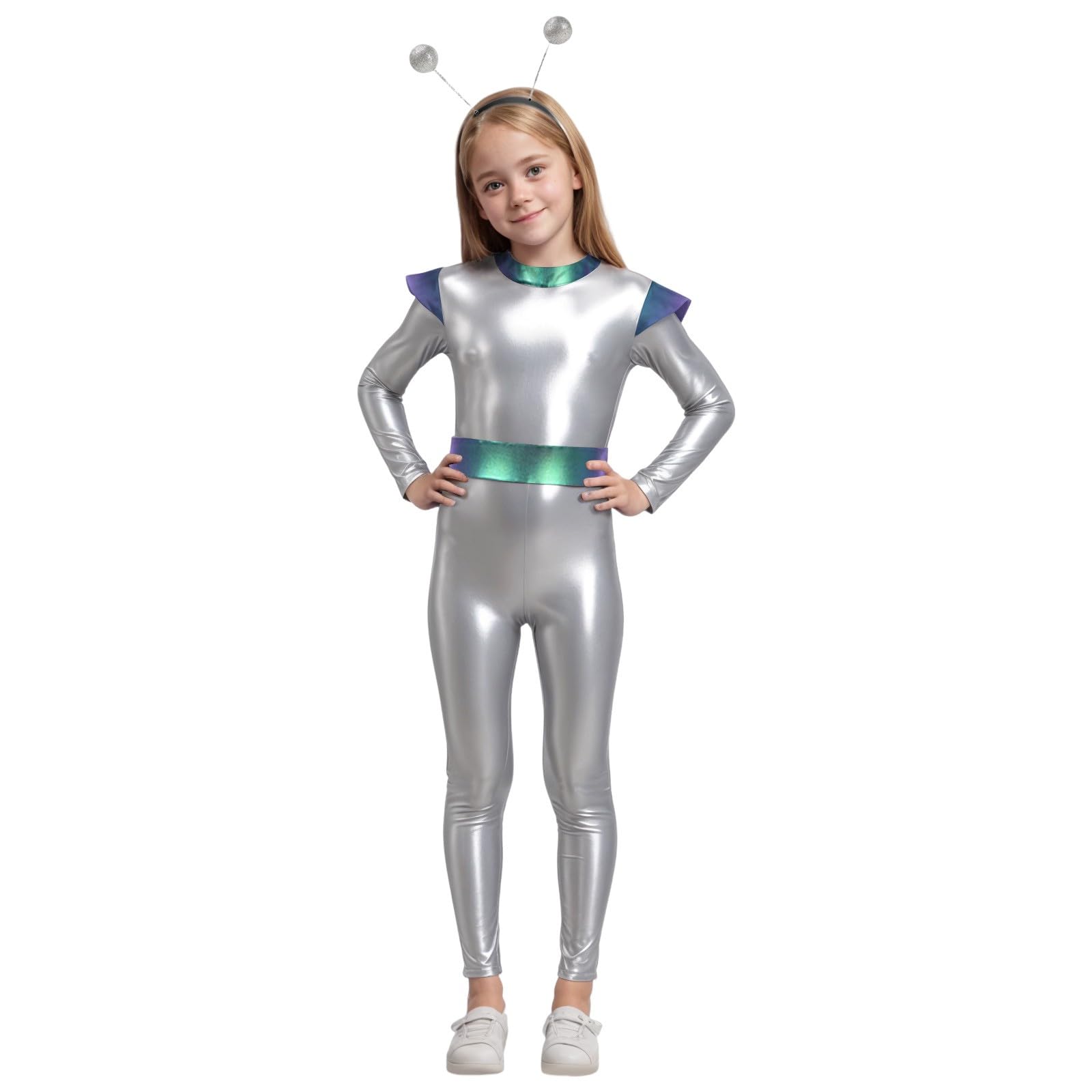 Niños Cosplay niña AI astronauta alien robot robots juego de rol fiesta traje Halloween tribunal vestido de logro inusual