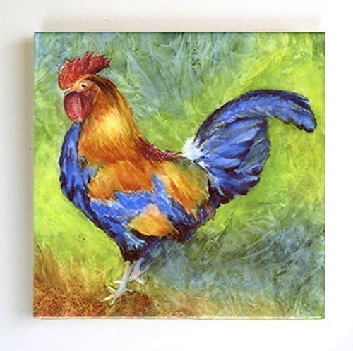 Rooster Tile Art Trivet Original Elvira Para Art