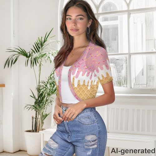 Image of Women's Shrug Short Sleeve Bolero Open Front Knit Party Tulle Cardigan Cropped Cardigan Shoulder Cover Up