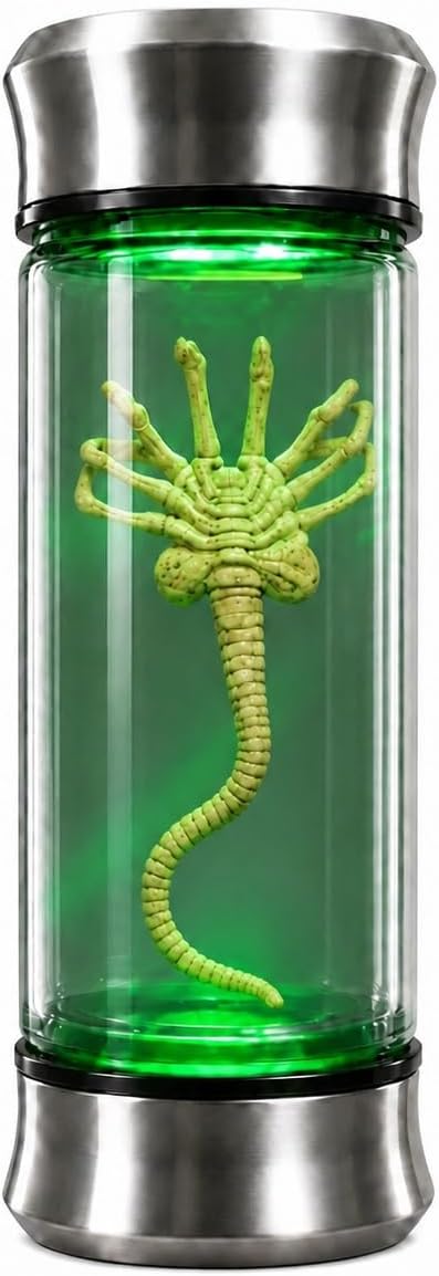 Alien Creature Popcorn Bucket, LED Lighted Alien Gothic Popcorn Bucket Home Decor, Creepy Halloween Party Tabletop Decoration Accessories(Alien Creature)