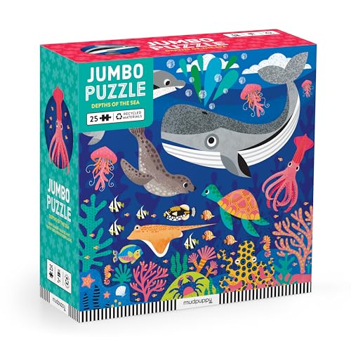 Image of Mudpuppy Depths of The Sea - Jumbo 25 Piece Jigsaw Floor Puzzle Featuring Whales, Dolphins, and More!, Flower