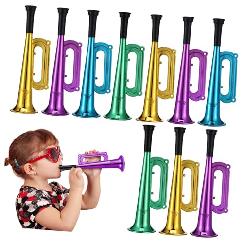 Beaupretty 10piezas Trompetas De Plástico Para Niño Niña Juguetes Para Bebés Cuernos Para Fiestas y Eventos Deportivos Compactos Resistentes y Seguros Colores Aleatorios