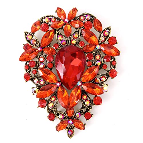 Image of SELOVO Leaf Bouquet Scarf Big Brooch Pin Broach Crystal Jewelry