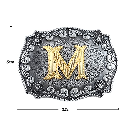 Image of HUABOLA CALYN Belt Buckle Men, Western Cowboy Rodeo Small Alphabet Letter ABCDMRJ to Z Initial Belt Buckles for Women