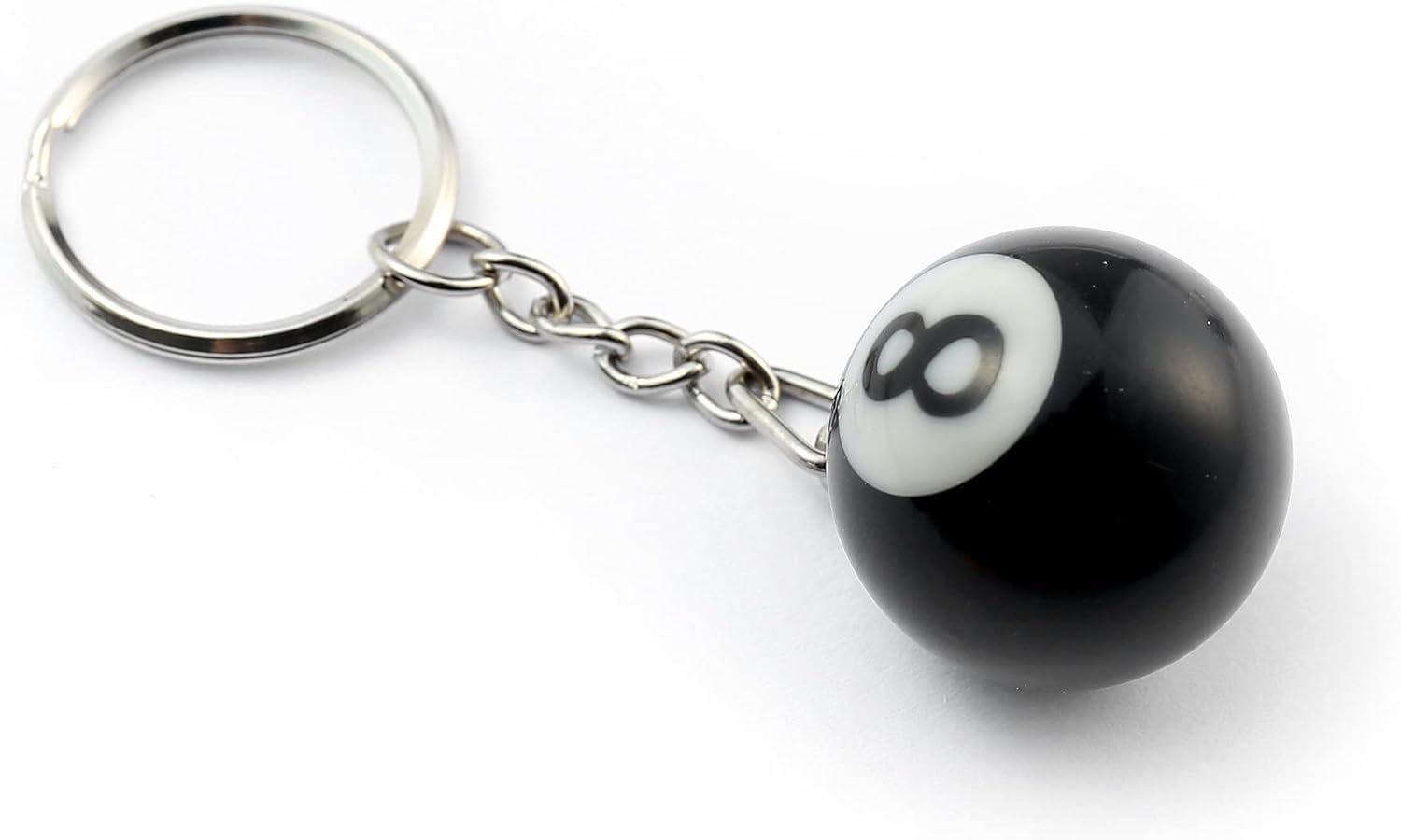 Cafurty 1PCS Black 8 Ball Keychain Pool Ball Keychain 8 Billiard Ball Keychain Lucky Number 8 Ball Resin Ball Jewelry for Men - Diameter 1 Inches
