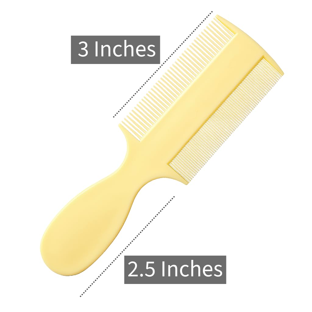 Peine de dientes finos [Pack de 3] dientes redondeados de doble cara finos y extrafinos para bebés recién nacidos y bebés (3)