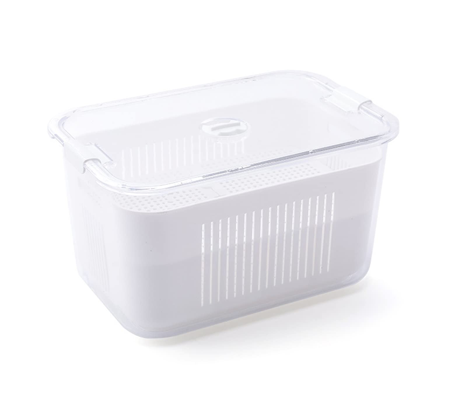 Frigorífico Caja de Almacenamiento Fruta Fresca Vegetal Escurridor Cajas Contenedores de Almacenamiento con Tapa Utensilios de Cocina Organizador Exquisito (Color : Blanco L) (Blanco L)
