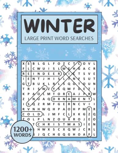 Winter Large Print Word Searches 1200+ Words: Christmas Holiday Word Search Puzzles