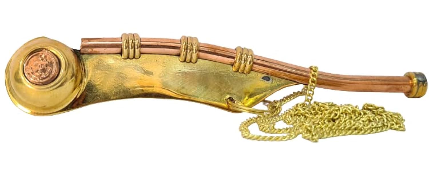 Vintage Brass Whistle with Chain- Collectible Marine Nautical Best Gift