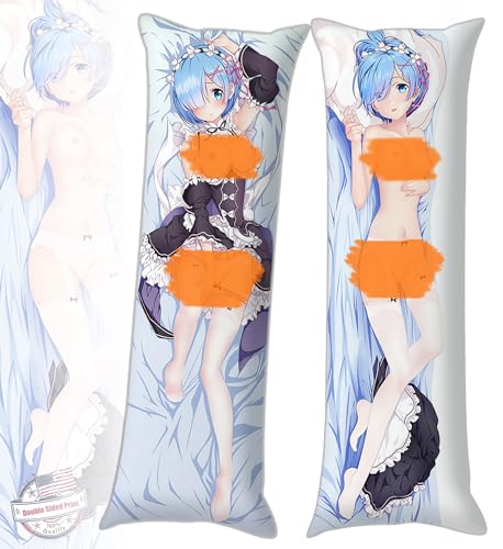Anime Re:Zero Uncensored Rem 19'x59' Waifu Hugging Body Pillow Case Otaku's Decorative Bedding Throw Pillow Cover (Color-d)