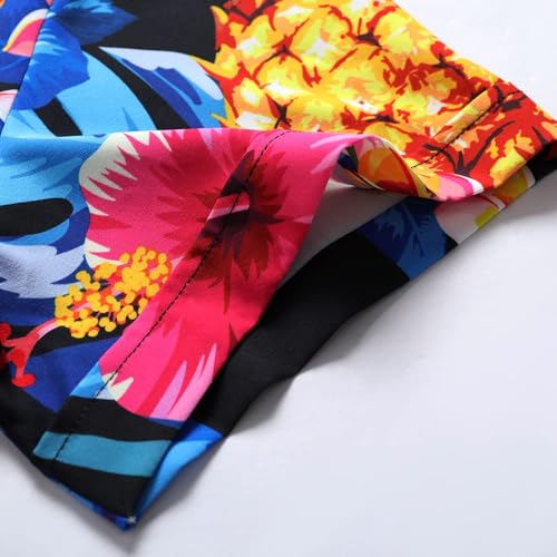 Image of Men's Hawaiian Shirt Tops Vintage Short Sleeve Button Down Beach Shirt Male Tropical Floral Summer Pullover Party Holiday