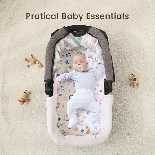 Image of david's kids 3 Pack Bassinet Sheets, Ultra Soft Breathable Comfortable Baby Sheet Set for Boys Girls Neutral, Univeral Fit for Most Cradle and Bassinet Mattress, Floral & Butterfly