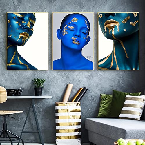 Femme Affiches Imprimer Photos Mur Art Portrait Toile Bleu