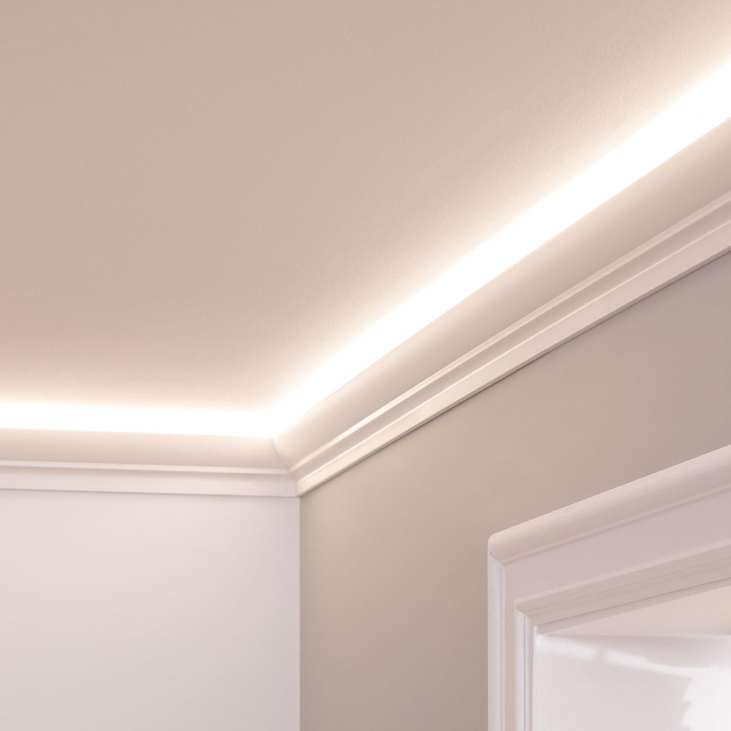 LEDKIA LIGHTING - Modanatura per Striscia LED 2m | Decorativa Indiretta| Facile da Installare, Bianco, Polistirene
