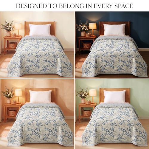 Image of BSB HOME 280 GSM Reversible Dohar for Single Bed, Ultra Soft Microfiber AC Blanket, Lightweight All Season Blanket, Breathable, Skin Friendly, 60 x 88 Inches (152 x 224 cm) - Dusty Blue