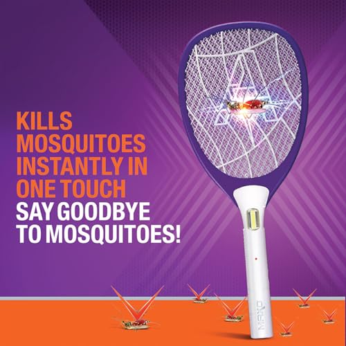 Image of Maxo Anti Mosquito Racquet with 2-watt LED Light | Light-Weight Instant & Effective Mosquito Control Bat for a Safer Home | 350 maH Long Life Battery | Warranty: 6 Months Warranty