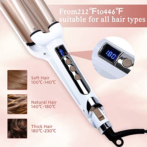 Herramienta rizadora para cabello con pantalla LCD y placas cerámicas miniatura 4
