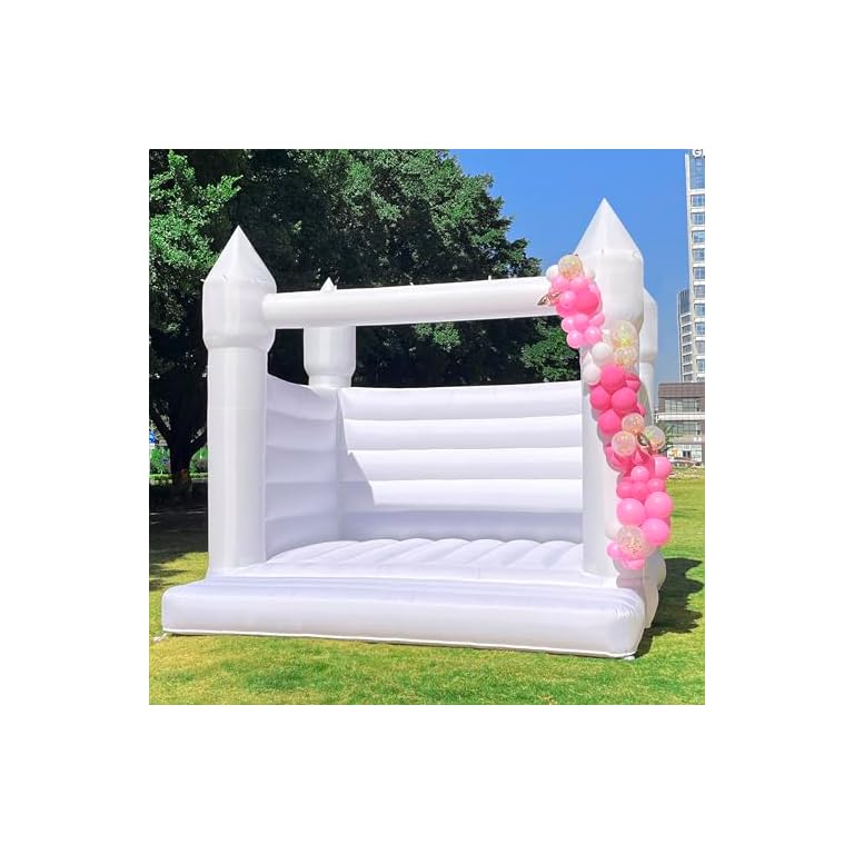 White Bounce House, Oxford Fabric Bounce House for Kids,Castle with Blower,Perfect for Kids, Family, Wedding (13x13x12FT, Weddings)