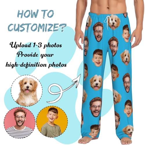 Custom Pajamas Pants for Men Women, Personalized Pajama pants with Photo Pet Face, Customized Pj Bottoms Gifts for Christmas2