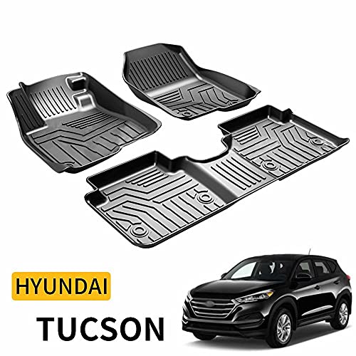 TTX LIGHTING Floor Mats for Hyundai Tucson 2016 2017 2018 2019 2020 2021 TPE Automotive Floor Mats All Weather Protector Mat Include Front and Rear Row Linder Black