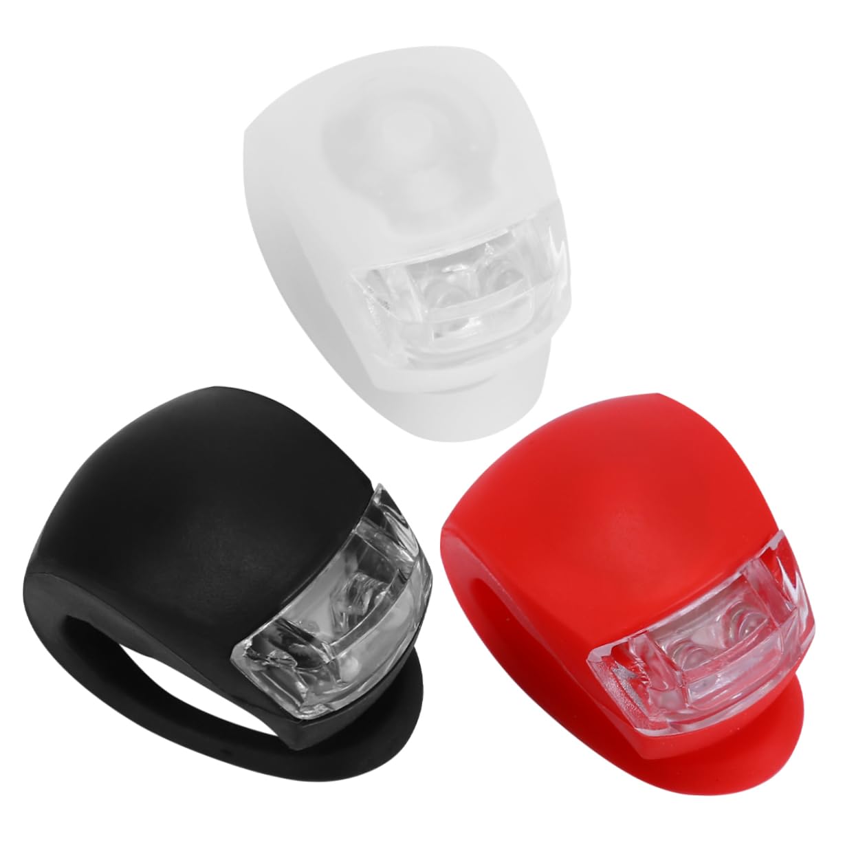 BESPORTBLE 12pezzi per Bicicletta LED Impermeabili di Lampade di Anteriori e Posteriori Silicone Accessori per Ciclismo Notturno Rosso Nero Bianco