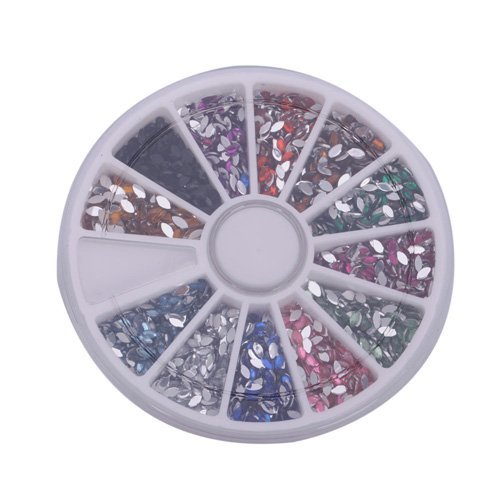 3000pcs 2mm 12 Color Nail Art Nailart Horse Eye Shaped Rhinestones Glitter Tips Decoration Manicure + Wheel