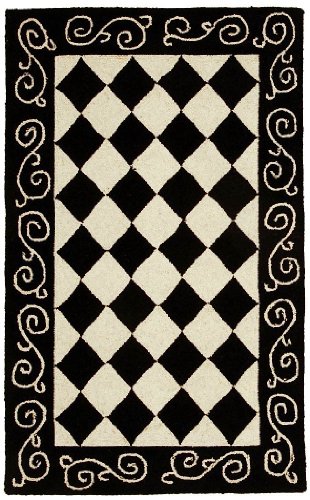 SAFAVIEH Chelsea Collection Accent Rug - 1'8' x 2'6', Black & Ivory, Hand-Hooked French Country Checkered Wool, Ideal for High Traffic Areas in Entryway, Living Room, Bedroom (HK711A)