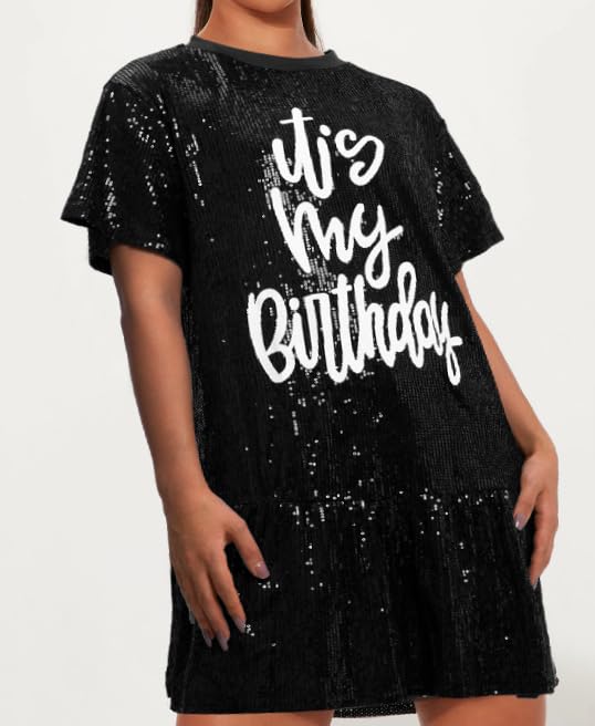 Image of FLOYU Women Sequin Birthday Dress It's My Birthday Dresses Sparkly Party Tops Sexy Birthday Outfits