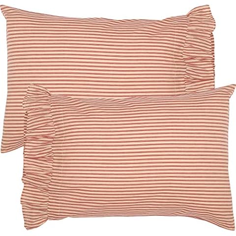 VHC Brands Red Cotton Pillow Case Set Cover