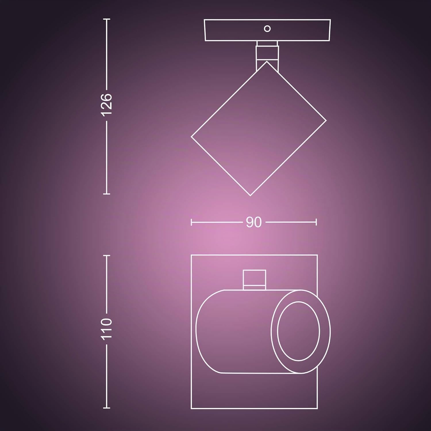 Philips Hue Argenta, Faretto LED da soffitto, Bianco, Confezione singola | Dimmerabile, 16 milioni di colori, Smart Home, Controllo vocale via app, Lampadina GU10 inclusa