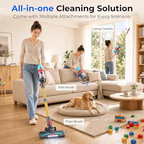 Image of Cordless Vacuum Cleaner, 600W 55KPa Max 75mins Stick Vacuum for Pet Hair