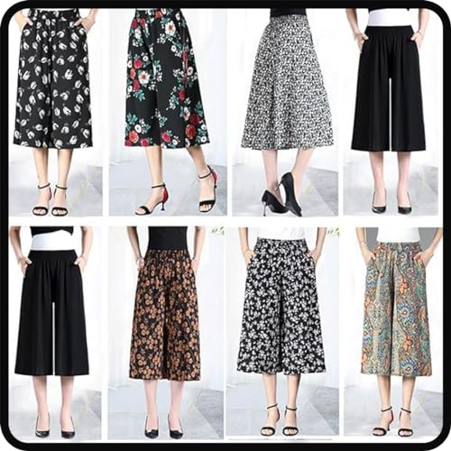 Generic Tyracharm Culottes, Curvyflair-High Waist Wide Leg Culottes, Women's High Elastic Waist Pleated Wide Leg Culottes2