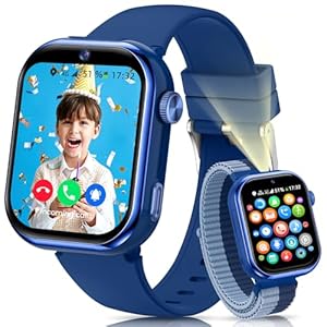 BANLVS Smartwatch Kinder mit SIM Karte, Kinder-Smartwatch mit IP68 Wasserdicht, Schulmodus, 1, 83" Bildschirm, Schrittzähler Kinderuhr Mädchen Jungen, Blau