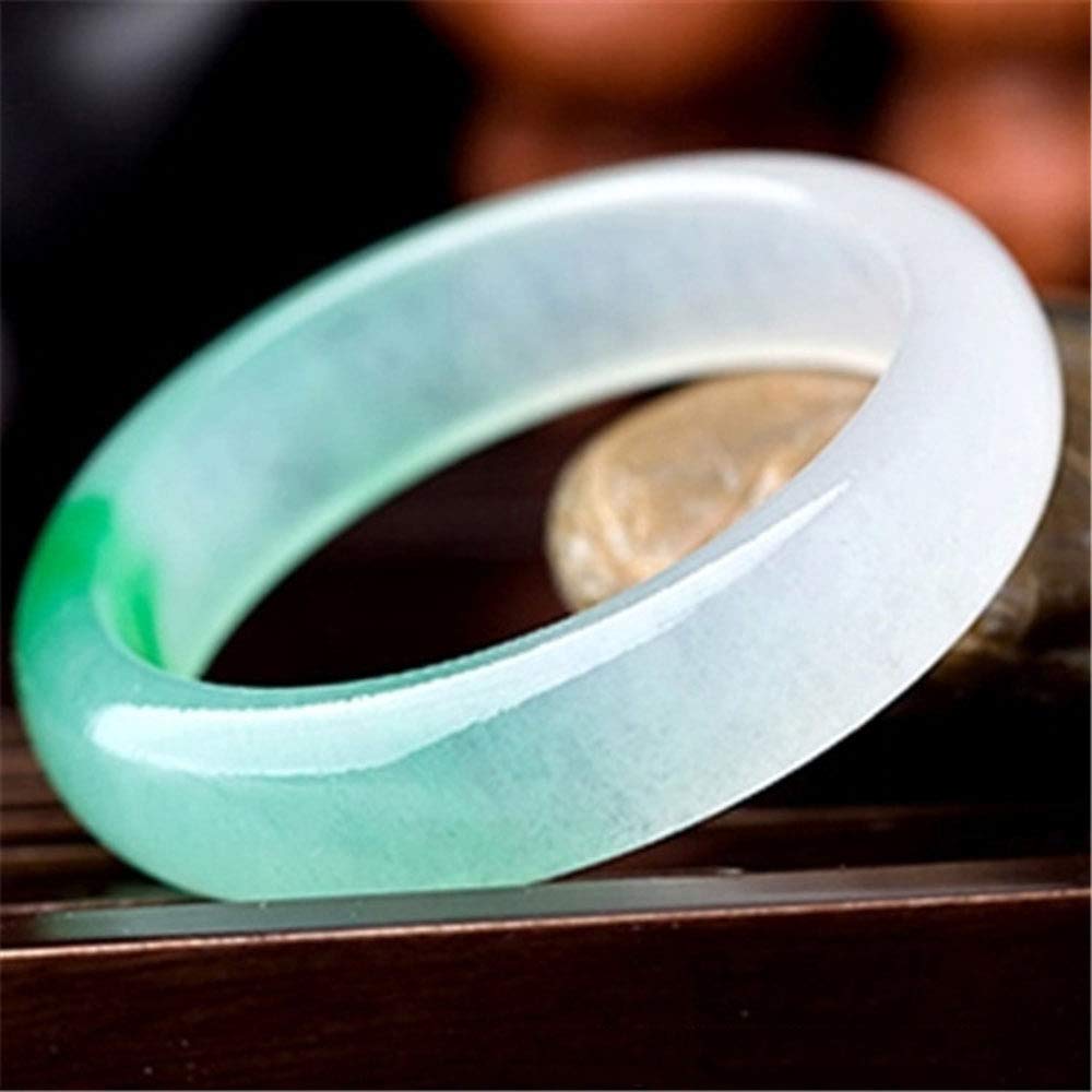 Bracciale Giada, Braccialetto di Giada Verde, Braccialetto Giada di Giada a Fiori Verde Naturale di Livello A Bracciale Giada Giada ghiacciata con Scatola, 58 mm