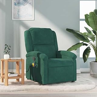 CINDERFUL Sillón de Masaje reclinable de Terciopelo Verde Oscuro,Sillón Reclinable Masajeador Cómodo y Relajante Salón, Sillones