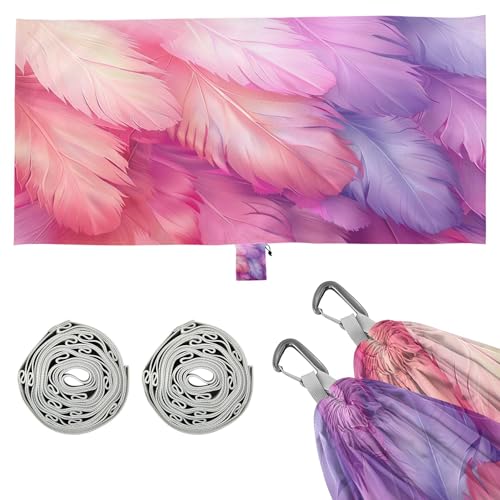 Takiito Feathers Hammock 330 lb Capacity Travel Camping Hammock with Tree Straps, Portable Lightweight for Outdoor Beach Backpacking Backyard Patio