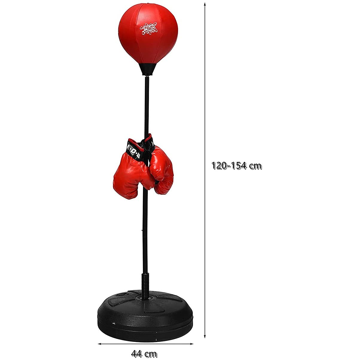 GYMAX Punching Ball da Terra per Adulti e Bambini, Sacco da Boxe con Guanti e Altezza Regolabile, Palla di Pugilato con Base Stabile