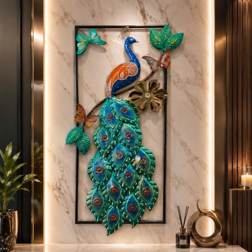 Image of SHREE 'O' GREEN TECH - Luxury Metal Peacock Wall Art Decorative Iron Wall Hanging for Living Room Bedroom Dining Room Office Hotel Modern Home Decor Handmade Sculpture
