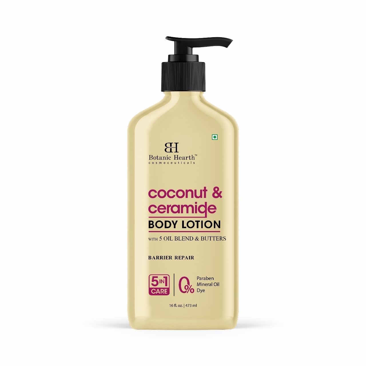 Botanic HearthCoconut & Ceramide Body Lotion | Barrier Repair with 5 Oil Blend & Butters, Deep Hydration, Paraben Free, 5-in-1 Care, 16 fl oz / 473 ml