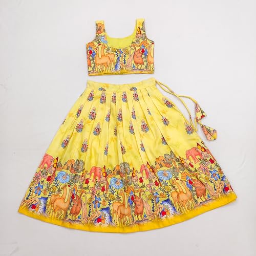 Image of E-Sqare Kids Girls Multicolour Bandhani Print Lehenga Choli Set | Ethnic Wear Dress | Readymade Clothing Set | 2 to 8 Years